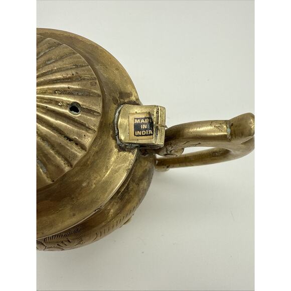 Brass Tea Pot Vintage Brass Tea Kettle Set Teapot India Cooking & Serving - Picture 6 of 12